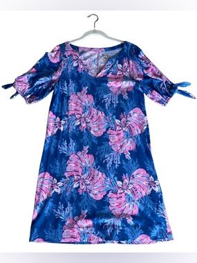 Lily Pulitzer Light Blue Cath Dress with Pink & Navy Accents